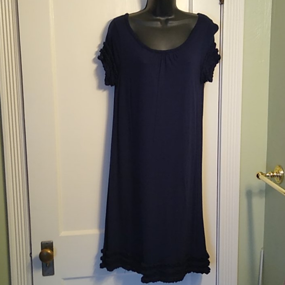 J. Crew Dress Navy Knit Ruffles